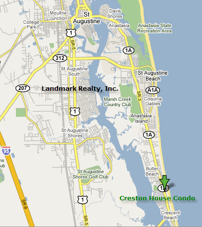 Creston House Condos are located at Crescent Beach Florida about 4 miles south of St. Augustine Beach.