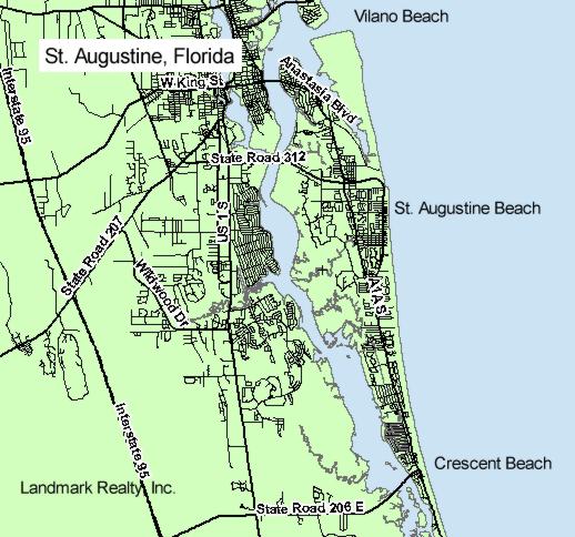 St. Augustine Florida is located in southeast part of St. Johns County.